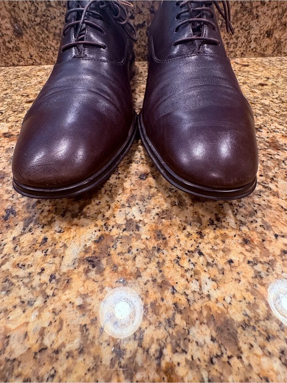 Salvatore Ferragamo Dark Brown Leather Cap-Toe Oxfords Men’s 10.5 Rain Luxe